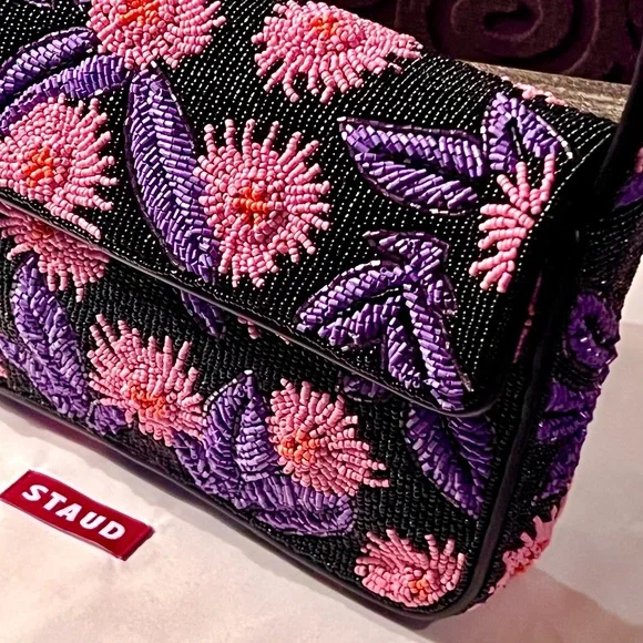 🌺🎉HP🎉🌺 NWOT Staud Tommy Beaded Shoulder Bag Quartz Acid 🌟RARE FIND🌟 - Picture 3 of 16